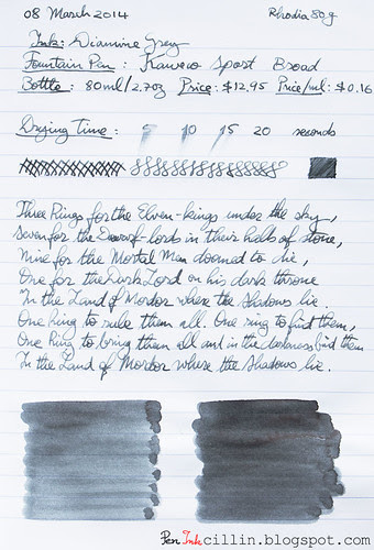 Diamine Grey on Rhodia