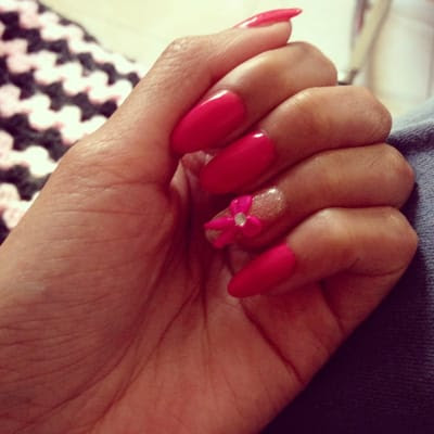 Natural oval gel nail with 3D bow - thanks Annie! | Yelp