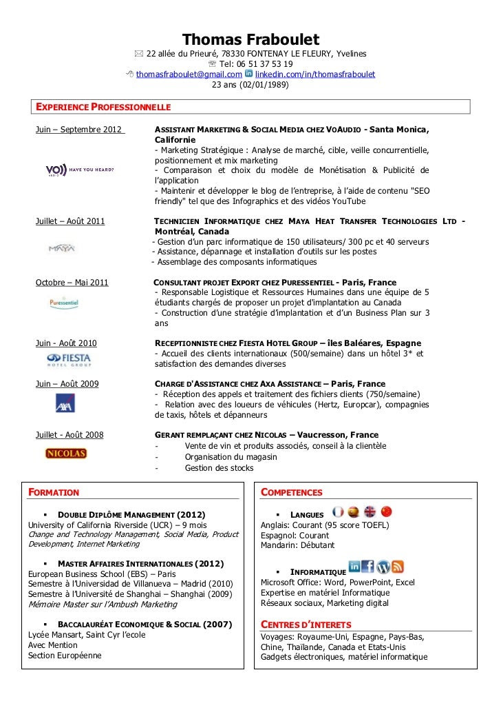 modele cv receptionniste hotellerie - CV Anonyme