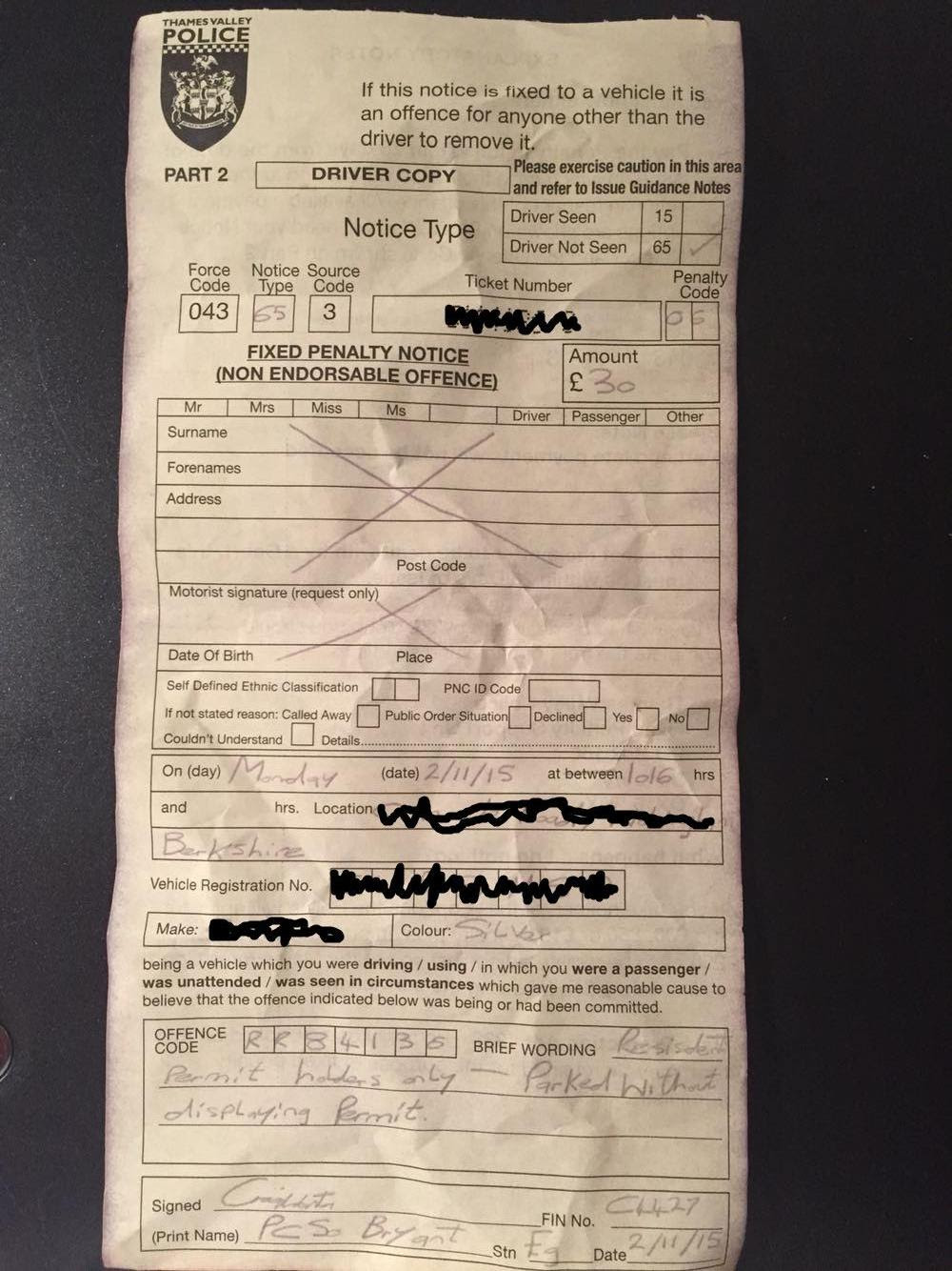 Fightback Forums > Fixed Penalty Notice For Parking In A Residents Bay