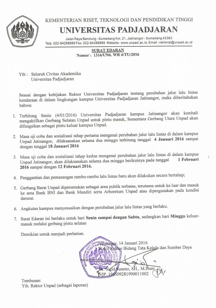 Surat Edaran Perubahan Jalur Lalu Lintas Kendaraan di 