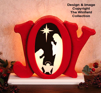 Holiday Signs - Indoor Glowing Joy Nativity Wood Pattern