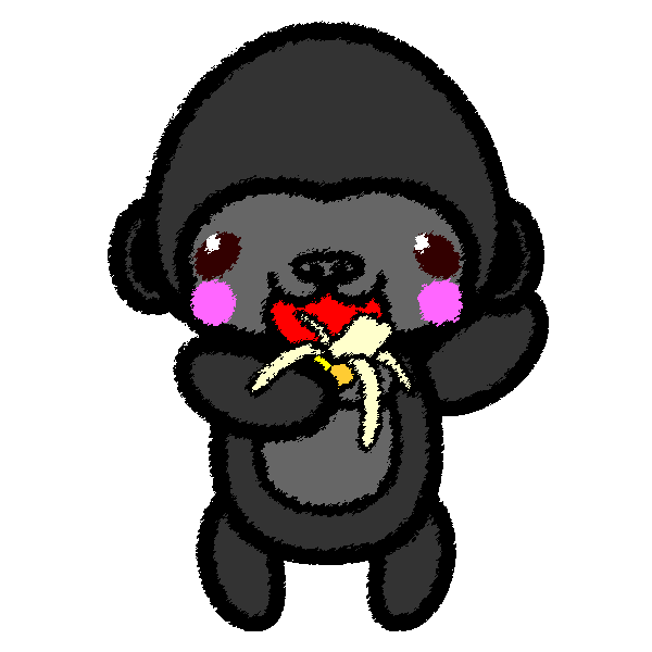 手書き風でかわいいゴリラの無料イラスト 商用フリー オイデ43