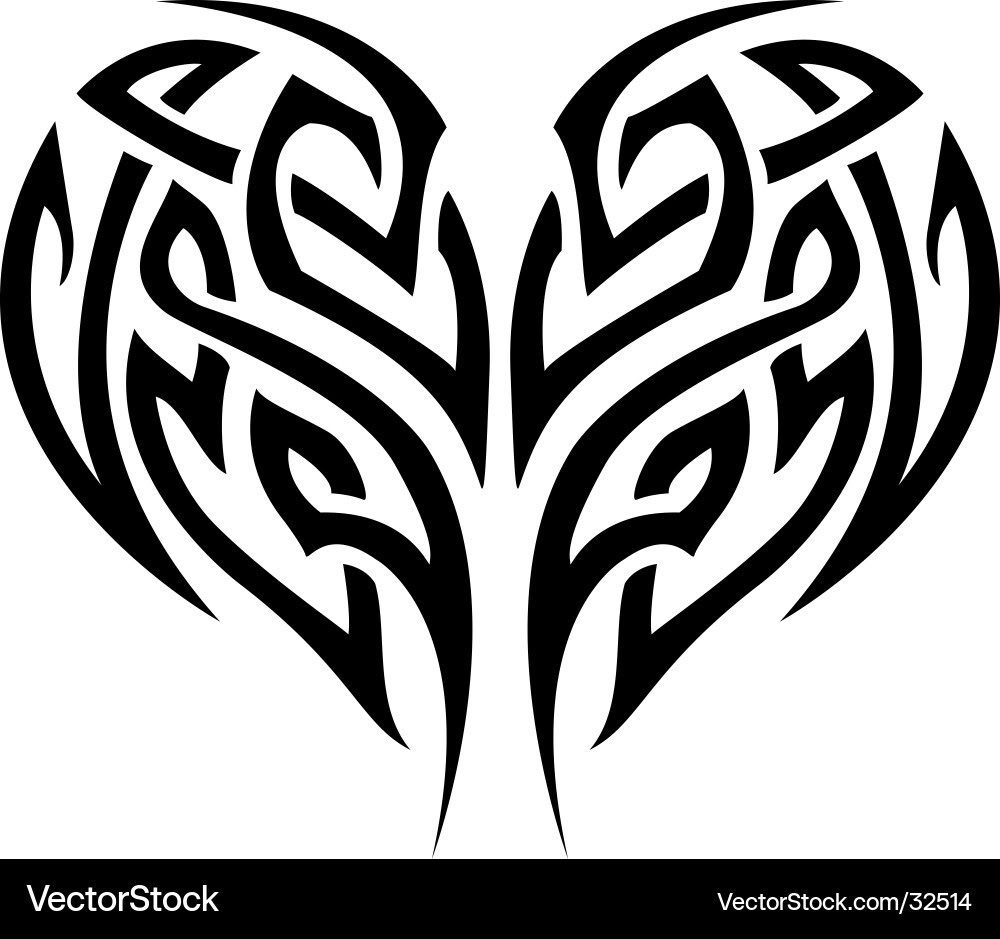 Stylized tattoo tribal heart. Keywords: