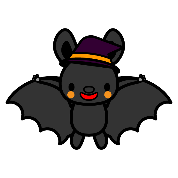 かわいいハロウィンのコウモリの無料イラスト 商用フリー オイデ43