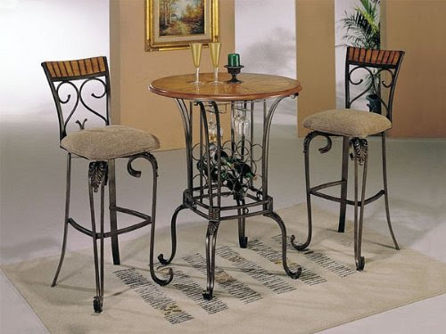3pc wood and metal bar table set