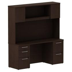 BBF 300 Series Small-Space Desk With Enclosed Storage, 72 3/10in.H x 65 3/5in.W x 21 4/5in.D, Mocha Cherry, Premium Installation Service