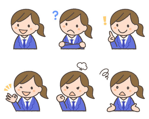女子学生 高校生 の表情イラスト6種 可愛い無料イラスト 人物素材 フリーラ