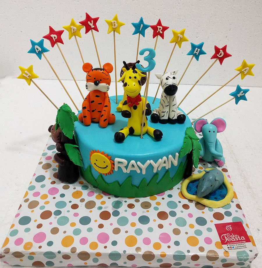 Jungle Animals Kids Birthday Cake Customized Cakes In Lahore