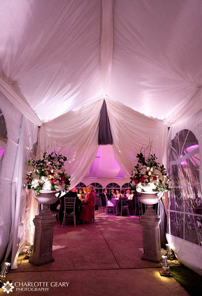Entrance to wedding reception tent