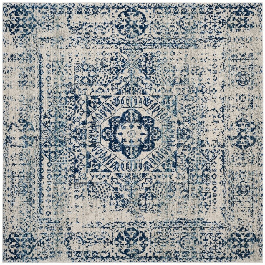 blue square outdoor rug