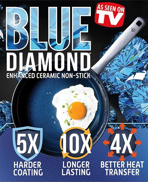 Blue diamond`s nonstick coating is 5x harder, 4x faster, and 10x longer lasting than traditional nonstick coatings. Blue Diamond As Seen on TV! 10-Pc. Cookware Set - Cookware