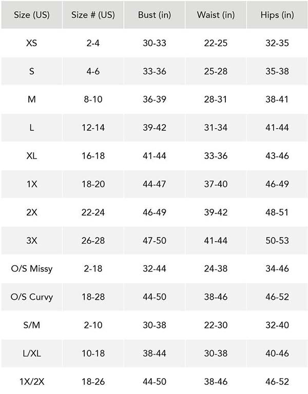 12+ A New Day Size Chart