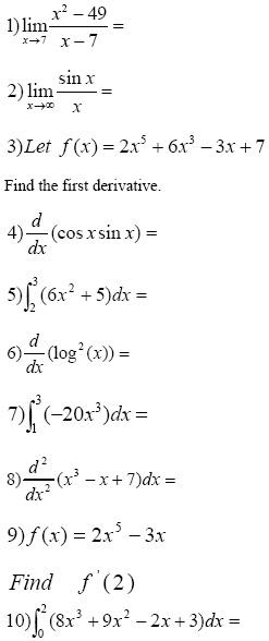 Calculus Worksheet