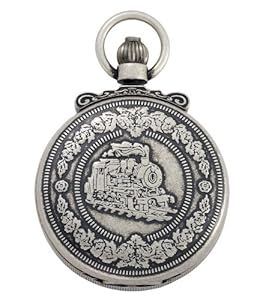 Gotham Men's Antique Silver-Tone Double Cover Exhibition Mechanical Pocket Watch # GWC14065S