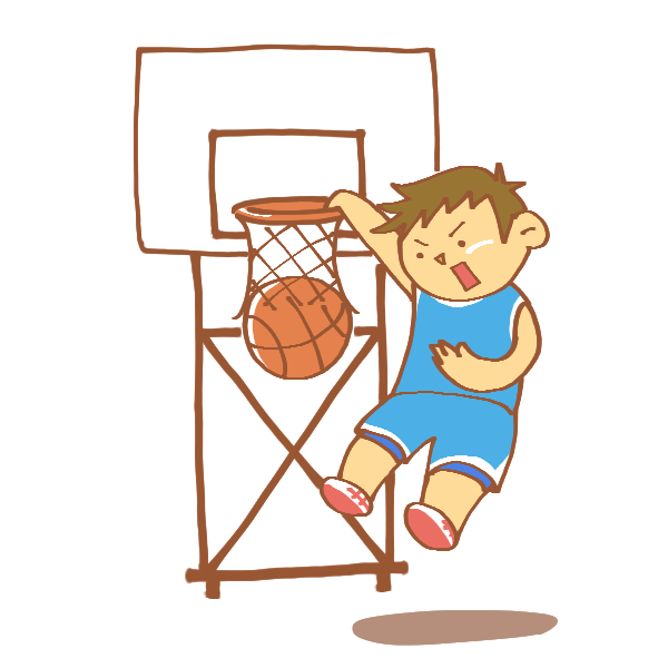 バスケットのダンクのイラスト かわいいフリー素材が無料のイラストレイン