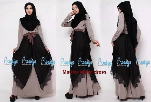 Rabiya Mauraz Dress Hitam Baju Muslim Gamis Modern