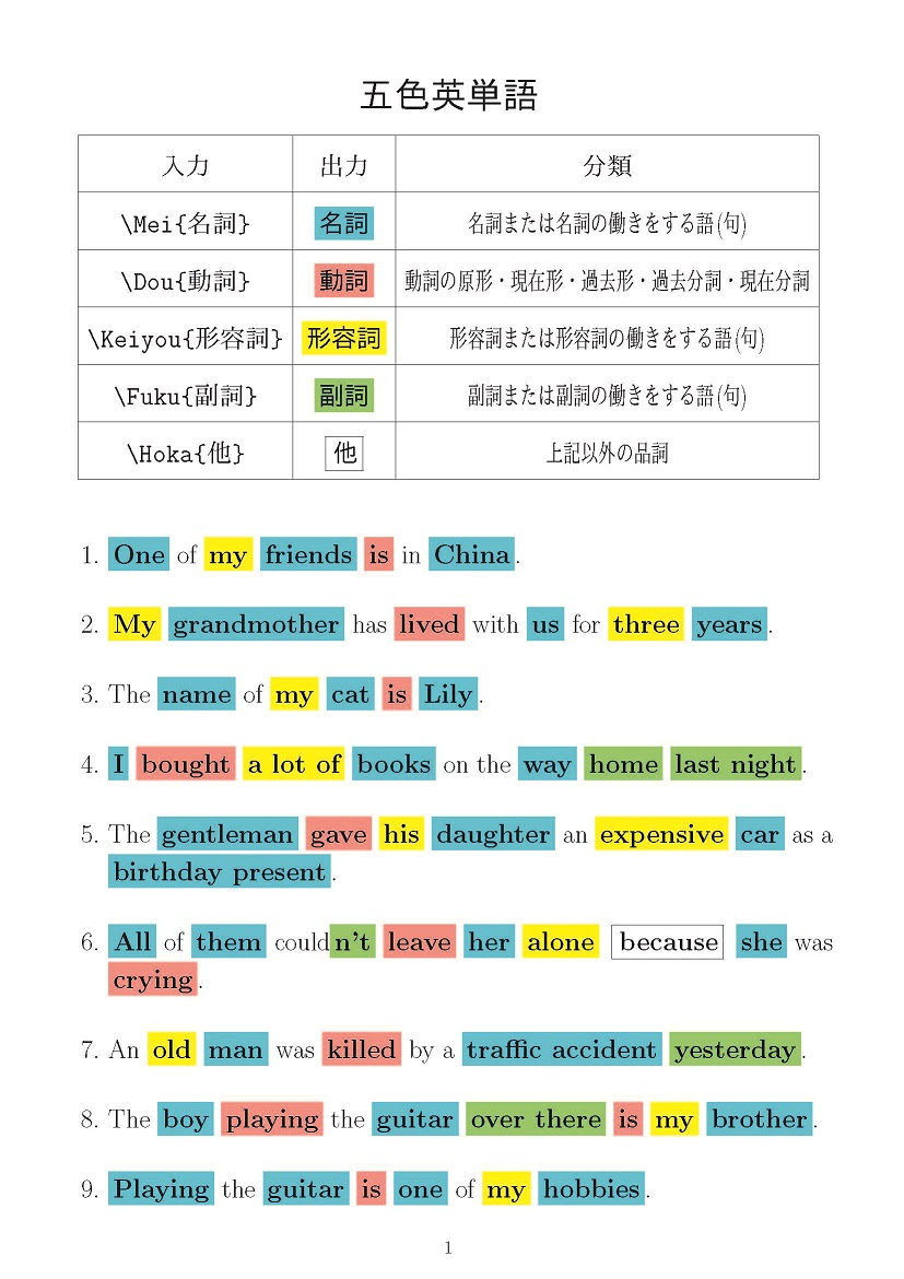 五色英単語 とある高校英語教師のlatex2e日記
