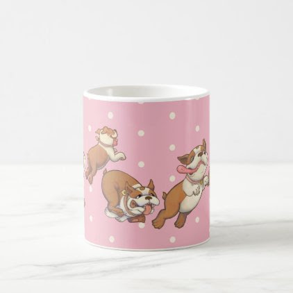 Polka Dot Dancing Bulldog Coffee Mug