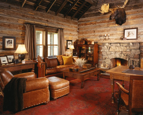 Log Cabin Family Rooms Home Design Ideas, Pictures ...