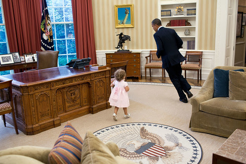 President Obama being chased by Sarah Froman