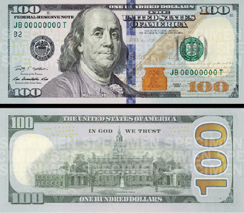 old 100 dollar bill back. american 100 dollar bill back.