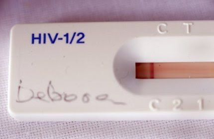 File picture of a used HIV test kit at a roadside AIDS testing table in Langa, a suburb of Cape Town