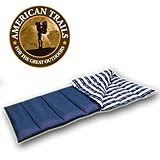 American Trails Colorado 35-40-Degree Rectangular Sleeping Bag Navy/Matching Plaid Soft Cotton Flannel Liner - MADE IN THE USA