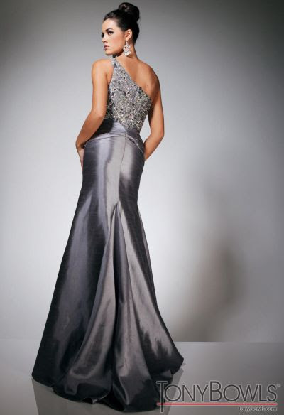 Silver formal dresses and gowns
