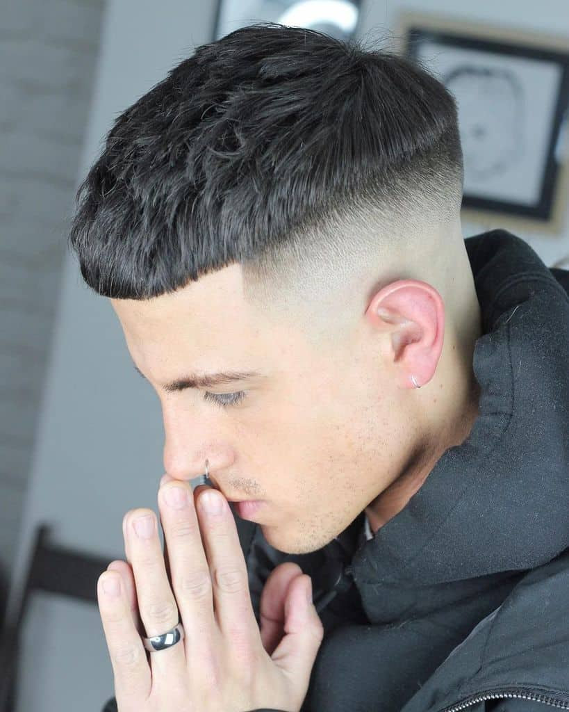 straight hair mid taper fade