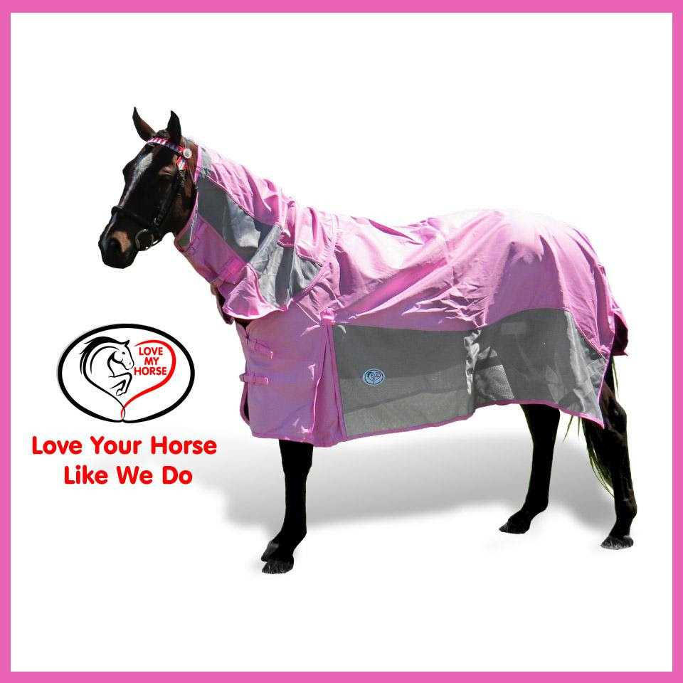 ... HORSE 600D 5'0 - 6'9 Rainsheet Mesh Hybrid Summer Combo Horse Rug PINK