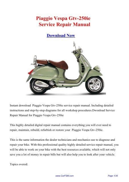 PDF Piaggio Vespa Gs Workshop Service Repair Manual