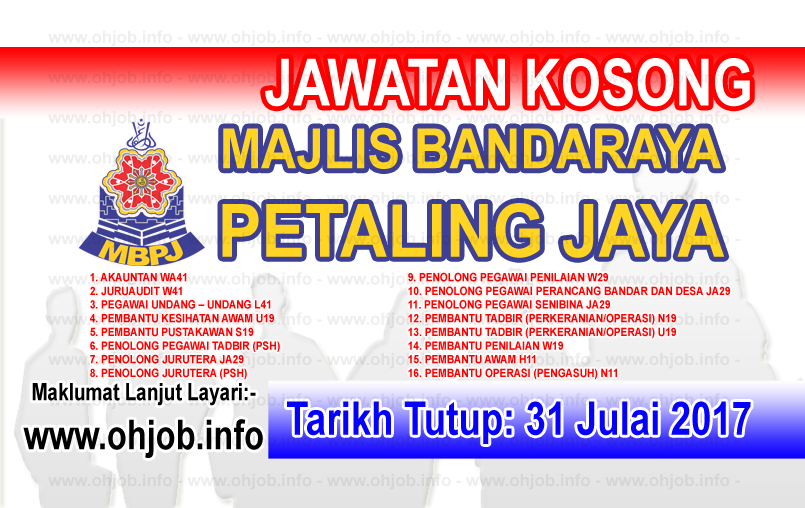 Jawatan Kerja Kosong Majlis Bandaraya Petaling Jaya - MBPJ logo www.ohjob.info julai 2017