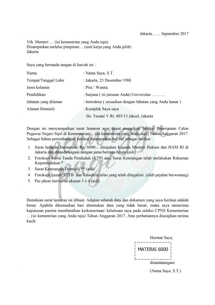 Contoh Surat Lamaran Kerja Kementerian Agama – serat