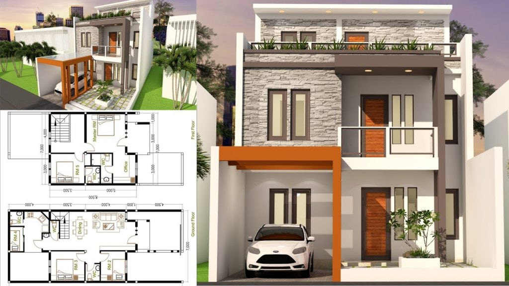 5 Bedrooms Home Design Plan 7x17 - Sam Phoas Home