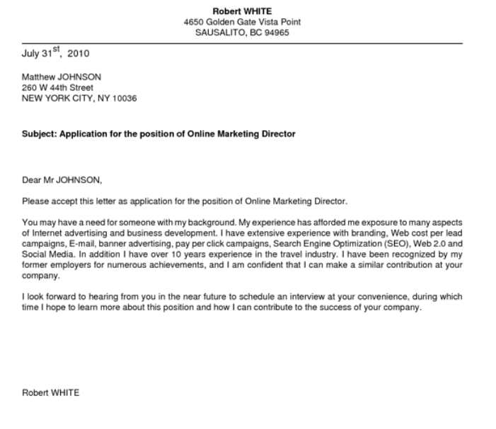This final cover letter example is a simple construction of an ...