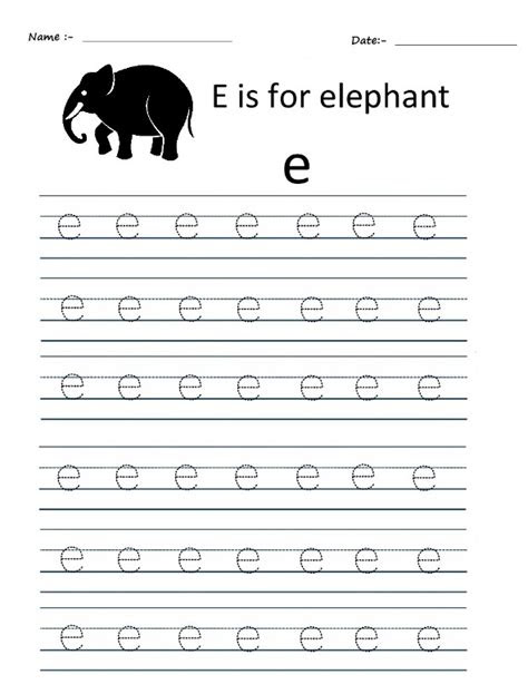  letter e worksheet for kids preschool and kindergarten