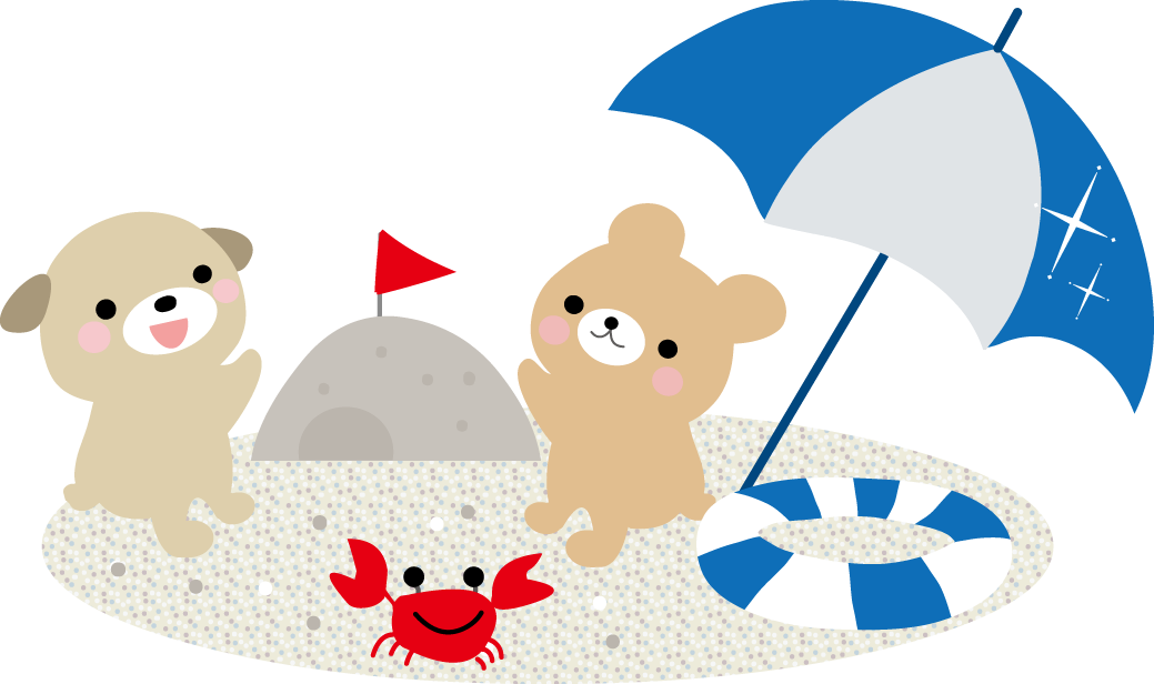 夏のビーチのイラスト海の砂浜 無料イラスト