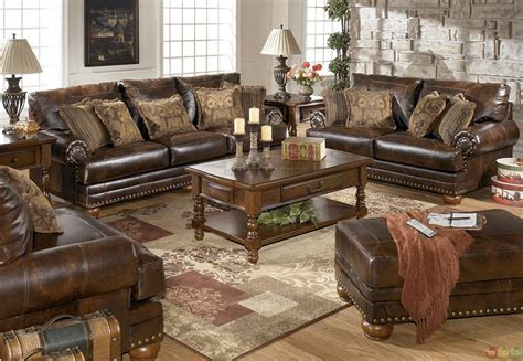 traditional brown bonded leather sofa loveseat living room
