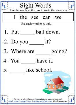  image result for kindergarten sight word sentences worksheets sight