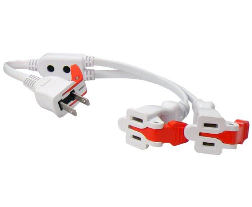 Conntek 03210 Y-Cable 6-Inch + 8-Inch 1 to 2 Outlet Y Power Equalizer NEM Amp 1-15P to 21-15R Powerstrip Outlet Creator On Sale