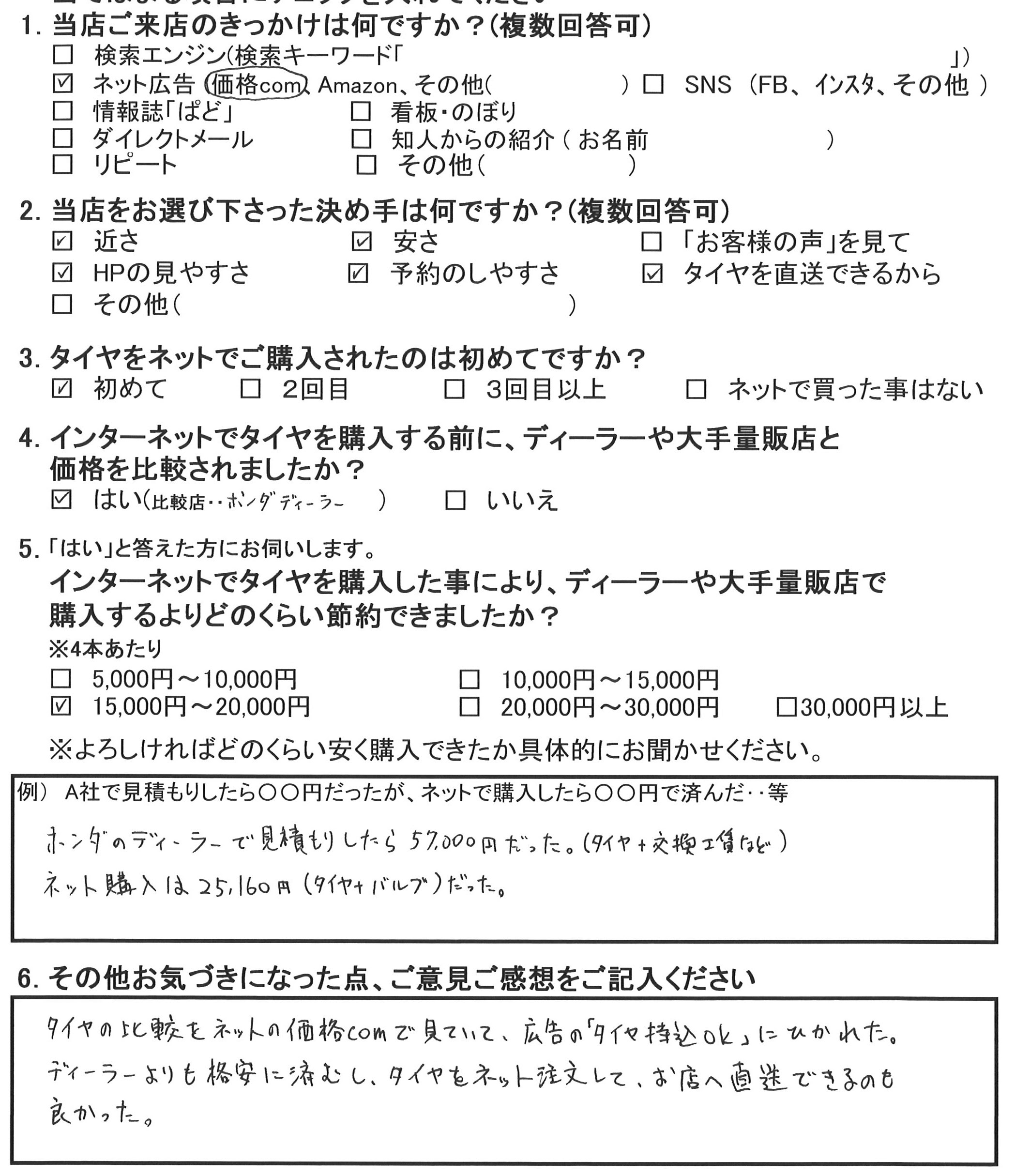 座間市n様ホンダn Boxのタイヤ交換で約3万円のお得