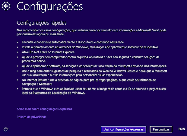 Configurando o Windows 8.1 (Foto: Reprodução/Helito Bijora)