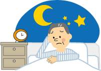 人物 不眠 夜トイレに起きる トイレが近い 無料イラスト
