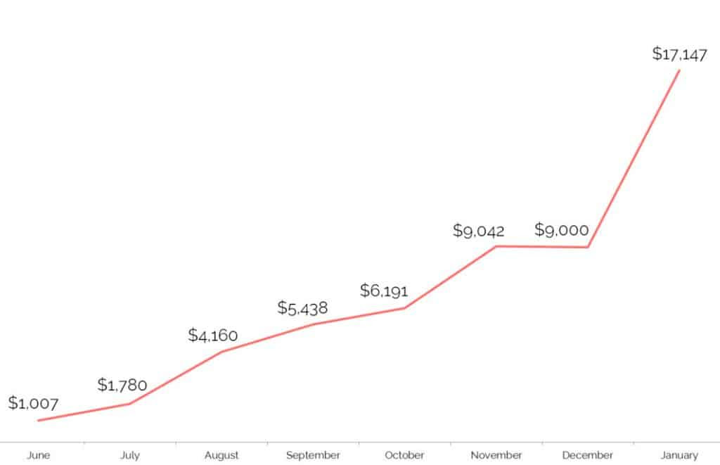 INCOME LINE CHART - start a blog the right way 2017