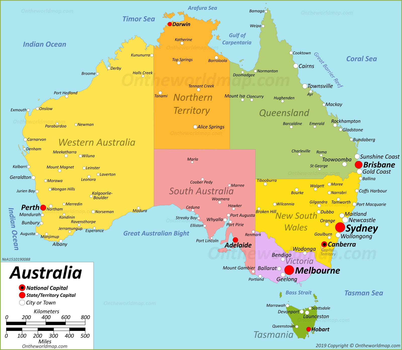 Map Of Australia With Cities Large detailed map of Australia with cities and towns