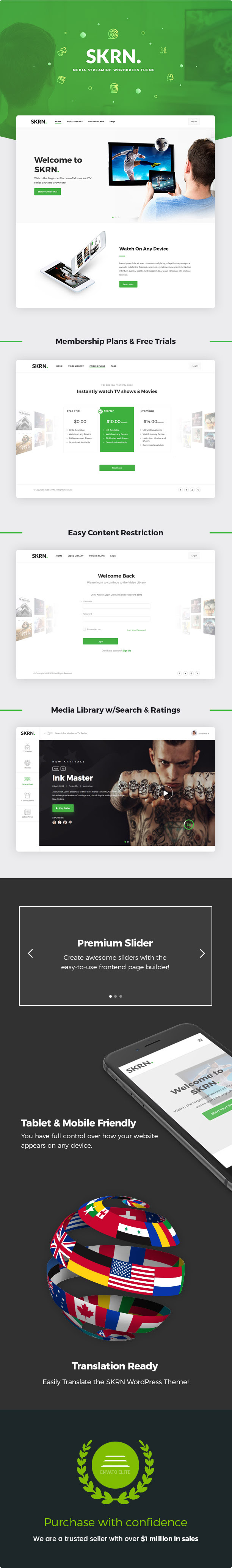 SKRN - Media Streaming App WordPress Theme (Film & TV)