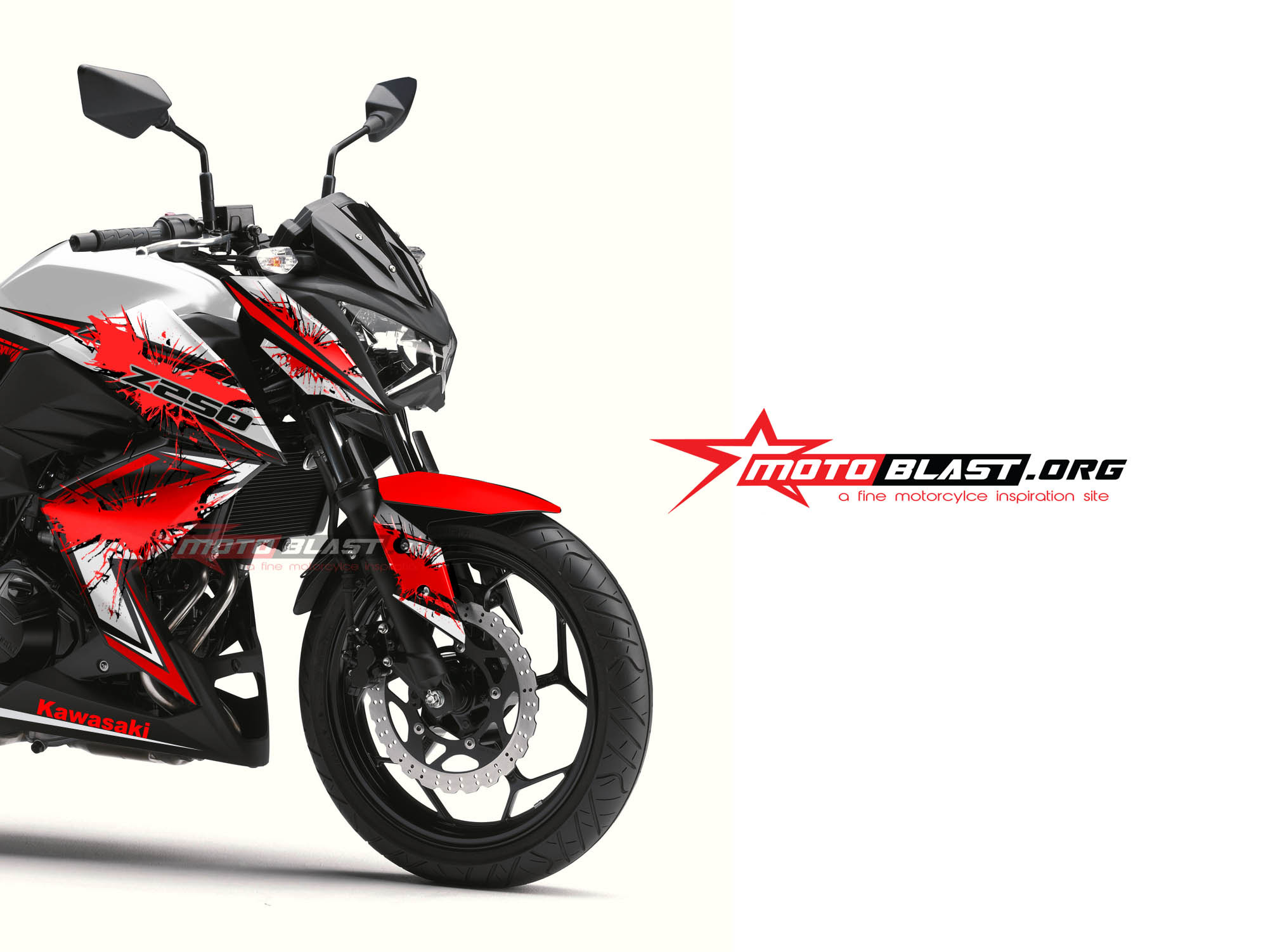 Modifikasi Striping Kawasaki Z250R White RED Batman 