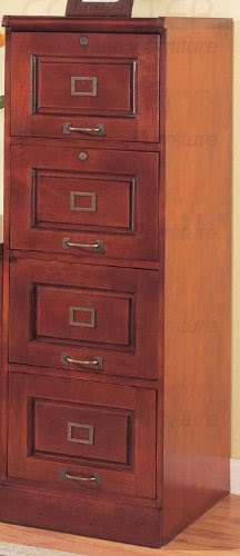 Cherry Finish 4-Drawer Legal & Letter Size Vertical File Cabinet with Lock