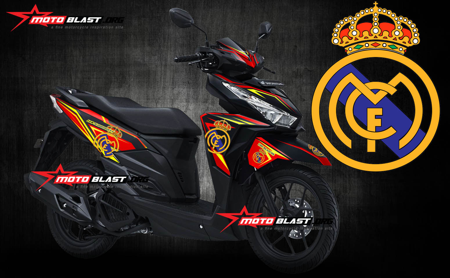 Graphic Kit Honda Vario 150 Black Real Madrid FC RED MOTOBLAST